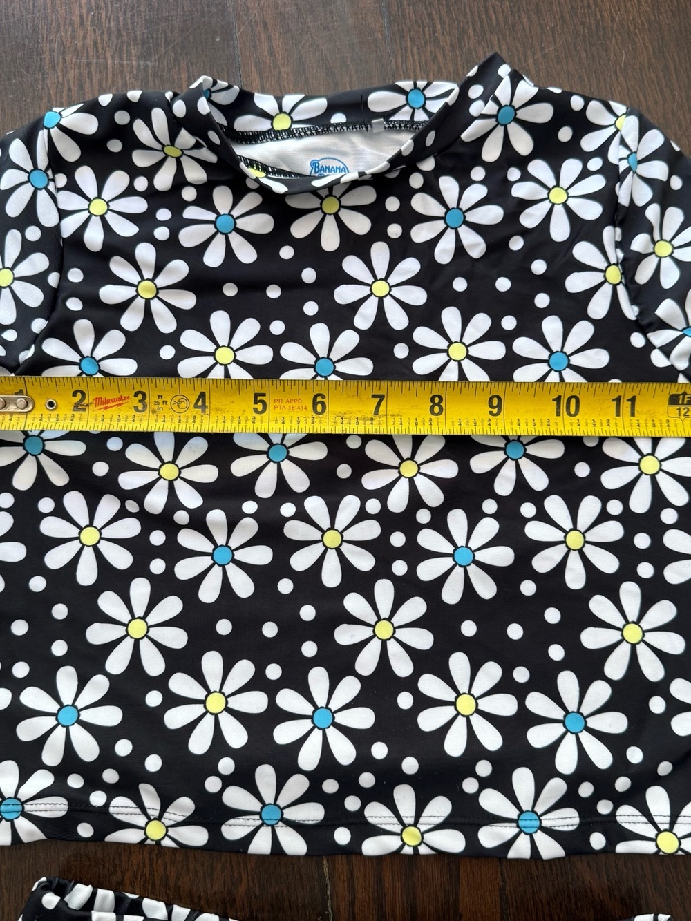 NWOT Banana Boat  Black White Daisy Print Kids Rashguard 3 Pc Set Blue Accent - Picture 5 of 10